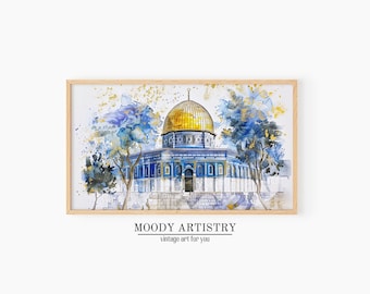 Samsung Frame TV Art | Al-Aqsa Mosque Watercolor painting, Islamic Art, Palestine Art | digital download 3840x2160 pixel