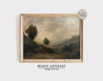 French Landscape Painting | Vintage, Rustic Art| Printable Wall Art, instant download 4:3