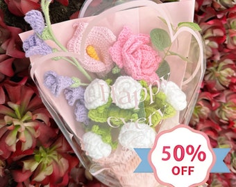 Crochet Flower|Crochet Rose Bouquet|Mother's Day Gift|Finished Knitted Flowers|Handmade Flowers|Wedding Gift Idea|Gift for Her|Flowers
