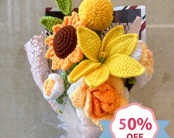 Crochet Flowers|Crochet Lily Bouquet|Mother's Day Gifts|Finished Crochet Flowers|Handmade Flowers|Wedding Gifts|Gifts for Her|Christmas Gift