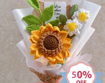 Crochet Flowers|Crochet Sunflower Bouquet|Mother's Day Gifts|Finished Crochet Flowers|Handmade Flowers|Wedding Gifts|Gifts for Her|Flowers