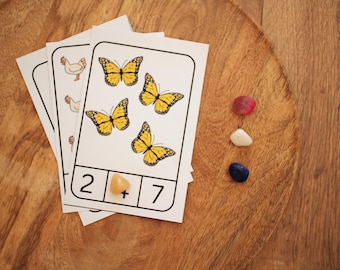 Numbers template, Montessori learning cards, children, PDF download, printable, daycare and kindergarten materials, toys