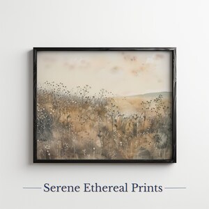 Wildflower Field Printable Spring Landscape, Watercolor Painting, Ethereal Landscape, Farmhouse Decor, Digital Download