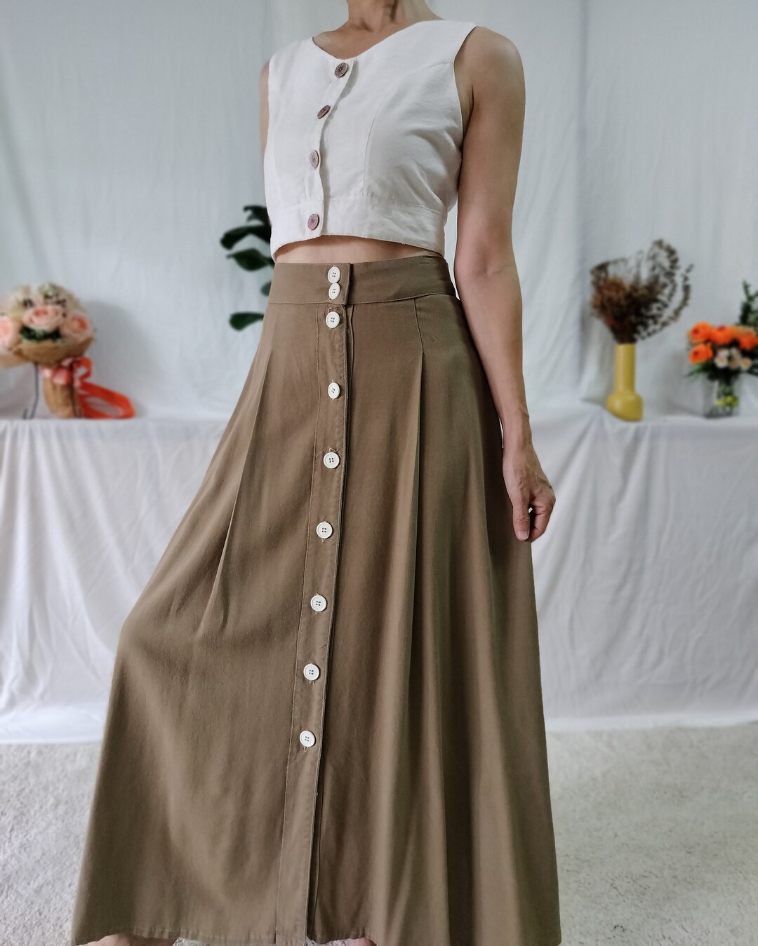 Elegant cotton and linen skirt
