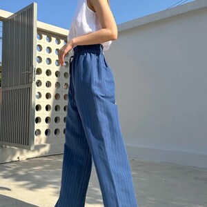 Linen Denim pants, Linen trousers, Pants for wemen, Wide Leg Pant, Custom Pants, Plus size Linen Pants, Linen Palazzo Pants, Elastic pants zdjęcie 4