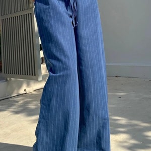 Linen Denim pants, Linen trousers, Pants for wemen, Wide Leg Pant, Custom Pants, Plus size Linen Pants, Linen Palazzo Pants, Elastic pants zdjęcie 1