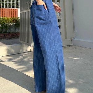 Linen Denim pants, Linen trousers, Pants for wemen, Wide Leg Pant, Custom Pants, Plus size Linen Pants, Linen Palazzo Pants, Elastic pants zdjęcie 9