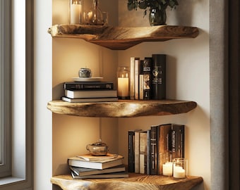 Farmhouse Floating Shelf Halloween Rustic Wood Corner Shelf Hidden Bracket Wood Shelving Handmade Wall Shelf Farmhouse Floating Shelf