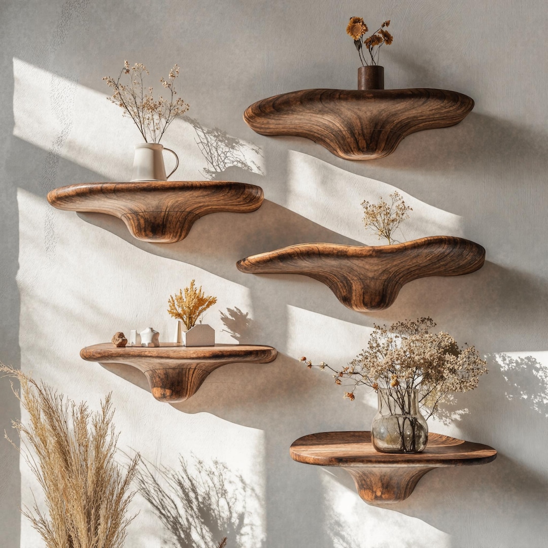 Live Edge Mushroom Shelf Rustic Floating Corner Shelf Handmade Mushroom Wall Shelf Farmhouse Wall Decor Housewarming Gift - 10"W x 8"D x 5"H