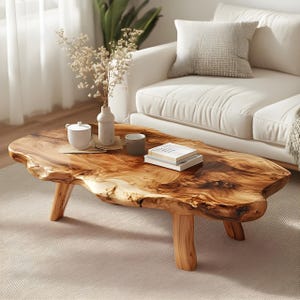 Natural wood coffee table farmhouse solid wood end table live edge table reclaimed wood side table living room table living room decor