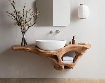 Rustic vanity corner shelf Handmade live edge bathroom vanity shelf wall mounted brackets bathroom decor housewarming gift