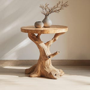 Live edge table solid wood side table handcrafted end table rustic coffee table handmade table for living room bedroom unique home decor