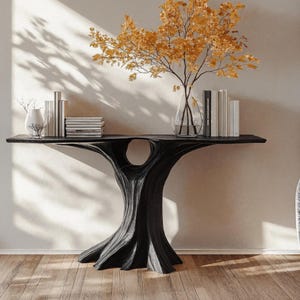 Reclaimed black entry way table rustic refined wall table  reclaimed wood black console table console furniture unique home decor