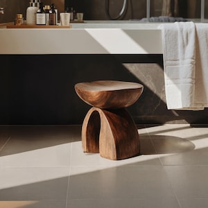 Rustic Wood Shower Seat for Indoor Use Solid Teak Shower Bath Spa Foot Stool Side Table Water Resistant Rustproof Hardware Bathroom Decor
