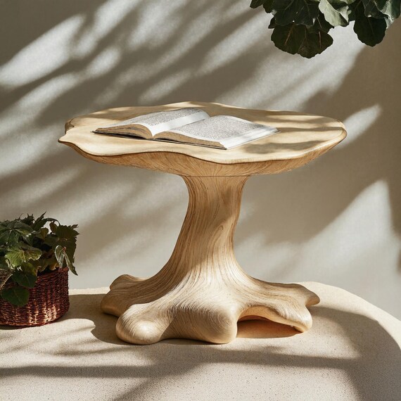 Reclaimed mushroom table solid wood side table rustic live edge end table handcrafted table for living room bedroom unique home decor