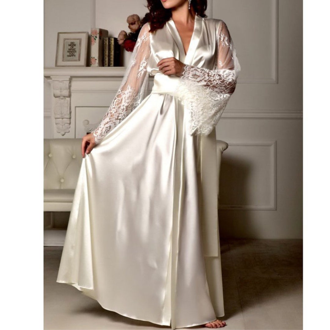 Cosier Silk Robe Pajamas Long Lace Robe Sleepwear Underwear Woman Fashion - Etsy