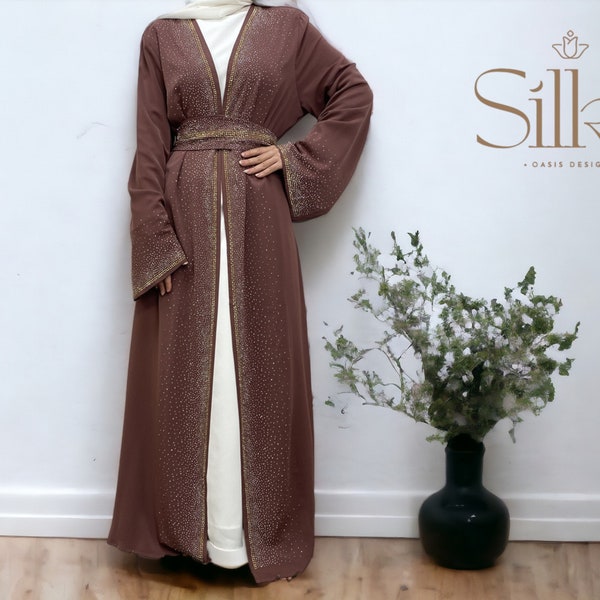 Long Cardigan Kimono | Kaftan Lace-Up Robe | Pocket Arab Dress