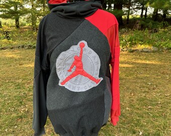 Upcylced Hoodie - Air Jordan Patchwork - Gray, Pinks