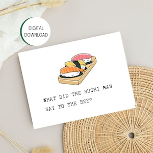 Wydrukuj kartę z żartem dla taty, sushi, żarty taty, karta dla niej, karta dla niego, karta rocznicowa, karta, dzień ojca, żarty, natychmiastowe pobranie pliku PDF 5x7