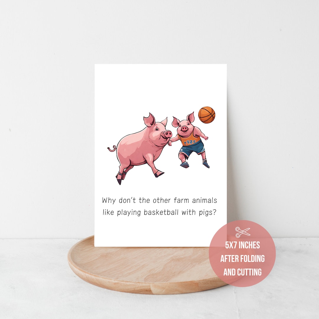 Printable Dad Joke Card, Pigs Dad Jokes, Card for Her, Card for Him ...