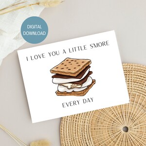 Love You Card, Smores, Love You, Printable Card, Card for Her, Card for Him, Love You More, Sweetheart, Card, Instant Download 5x7