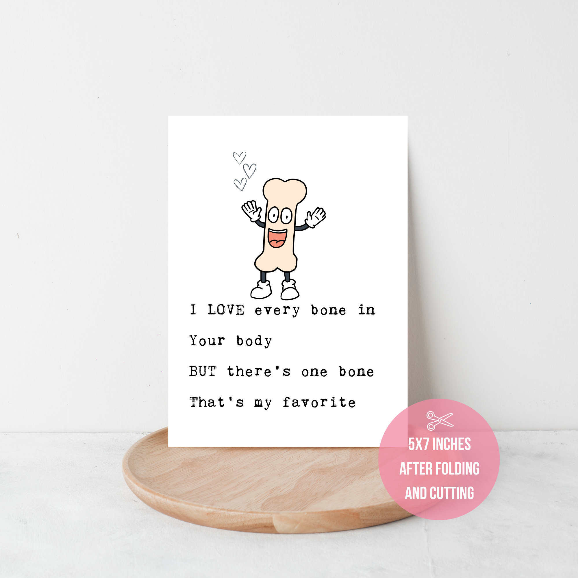 Printable Funny Anniversary Romance Card - My Favorite Bone, Funny Love ...