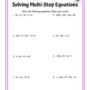 Colorful Solving Multi-step Equations Tiered Worksheets - Etsy