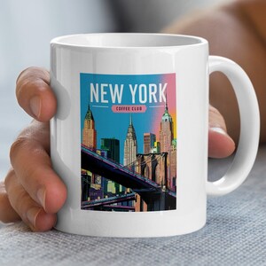 Kubek New York Coffee Club, Kubek kolekcjonerski, Prezent dla miłośnika kawy, Kubek z motywem miasta, Coffee Club, Miłośnik kawy, Kubek New York, Kubek Manhattan