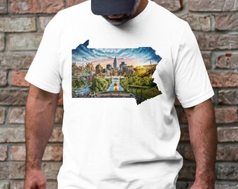 Philadelphia Skyline T-Shirt, Urban Cityscape Graphic Tee, Pennsylvania Landmarks Casual Wear, Unisex T-Shirt