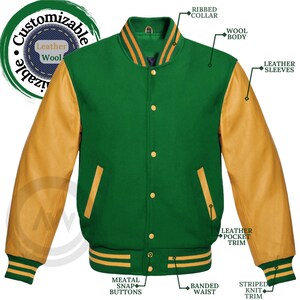Green and Yellow Varsity Jacket Etsy