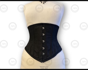 Corsé de algodón con varillas de acero hecho a mano, estilo midi/waspie: reductor de cintura
