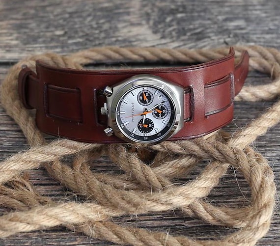 Handmade Leather Bund Watch Strap: Citizen 8110 Bullhead, Vintage