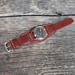 Handgefertigt BRAUN Leder Bund Uhrenarmband: Militär-Armband