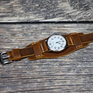 Handgefertigt BRAUN Leder Bund Uhrenarmband: Militär-Armband