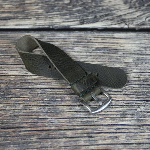 Handmade Gray Badalassi Leather Watch Strap: Full Grain One-Piece Band