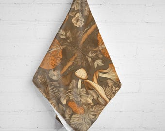 Mushroom Bandana: Vintage Botanical Forest Scarf