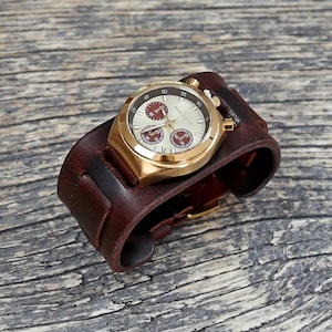 Bund Watch Strap for Citizen 8110 Bullhead, 18mm 20mm 22mm 24mm, Handmade Leather Cuff Band, Vintage Military Aviator Style Strap