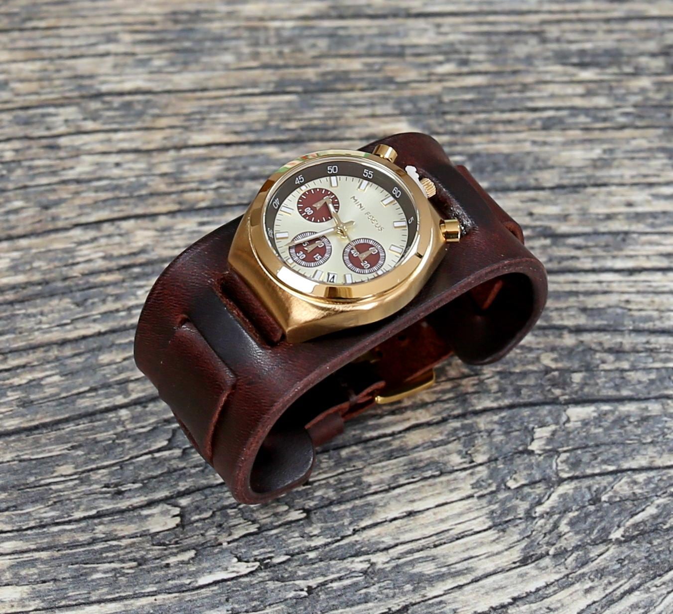 Handmade Badalassi Leather Bund Watch Strap, Vintage Aviator Cuff