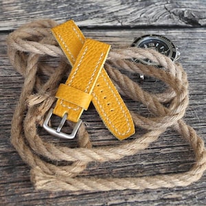 Handmade Yellow Leather Watch Strap: Italian Veg-Tanned Band