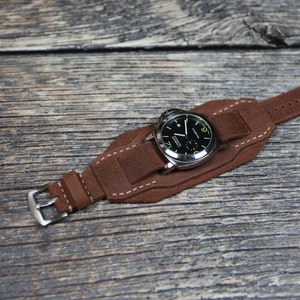 Handmade Uhrenarmband Fliegerarmband braun Lederarmband: 18-24 mm