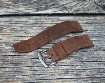 Soft leather watch band 18mm 20mm 22mm 24mm 26mm Brown Handmade leather watch strap Vintage style