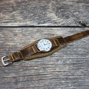 Handgefertigtes BRAUN Leder-Bundarmband: Vintage Aviator Style