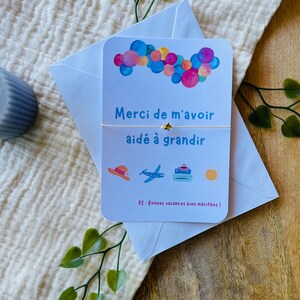 Cadeau fin d'Année scolaire, cadeau Maîtresse, Atsem, Nounou, Maître, Carte Cadeau,  cadeau personnalisée, Merci Maîtresse,