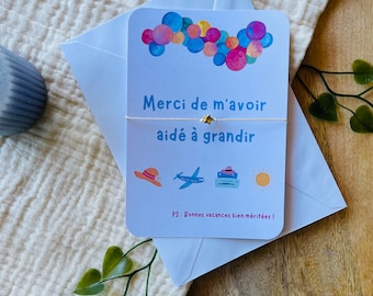 Cadeau fin d'Année scolaire, cadeau Maîtresse, Atsem, Nounou, Maître, Carte Cadeau,  cadeau personnalisée, Merci Maîtresse,
