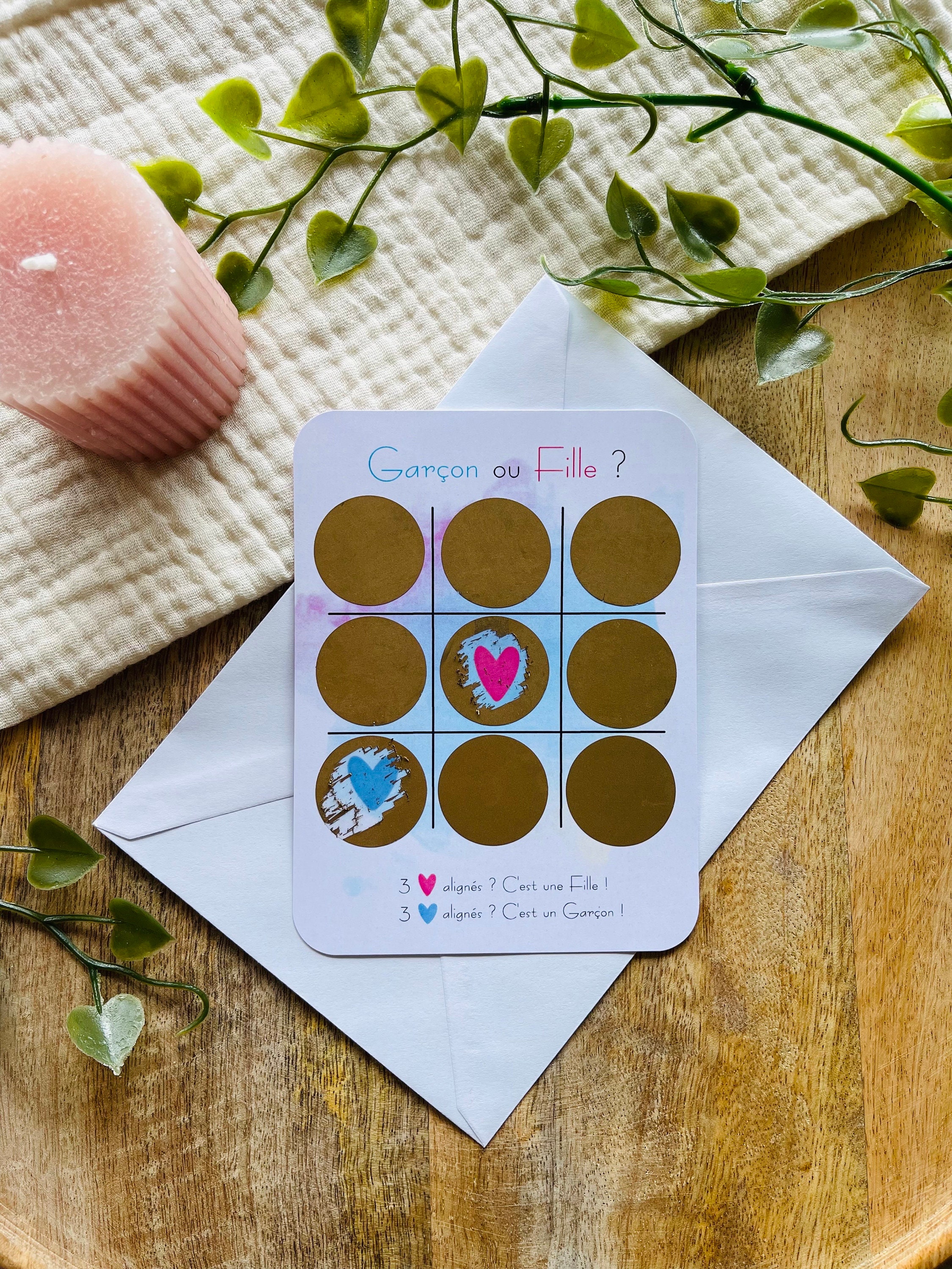 Carte à Gratter Annonce Sexe Bébé - Jeu Morpion Fille Ou Garçon - Cadeau Original