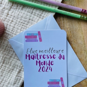 Cadeau fin d'Année scolaire, cadeau Maîtresse, Carte Cadeau, Meilleure Maîtresse, cadeau personnalisée