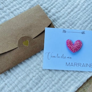 Cadeau demande marraine, broche cœur, pin’s, demande témoin, demande demoiselle d’honneur, Cadeau demande témoin
