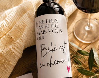Etiquette bouteille de vin, annonce grossesse, annonce originale , étiquette personnalisée…