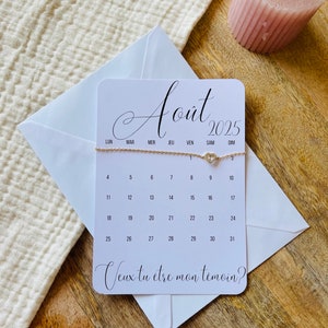Carte demande Témoin personnalisable, bracelet cœur strass,  annonce mariage, veux tu être mon témoin