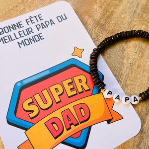 Carte fête des Pères avec bracelet, bonne fête papa, première fête des pères, carte personnalisée